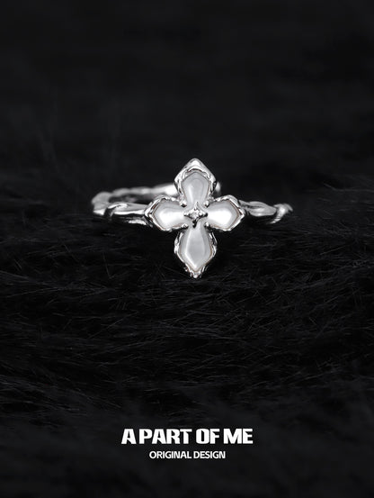 Stigmata S925 Sterling Silver Natural Shell Adjustable Ring