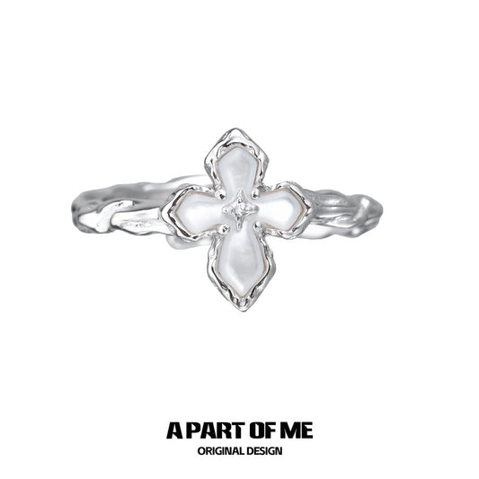 Stigmata S925 Sterling Silver Natural Shell Adjustable Ring