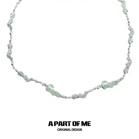 Oasis Collection 18K Platinum Plating Green Cat Eye Stone Necklace