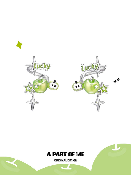 Green Apple Flavor Summer 18K Platinum Plating Lucky Earcuffs