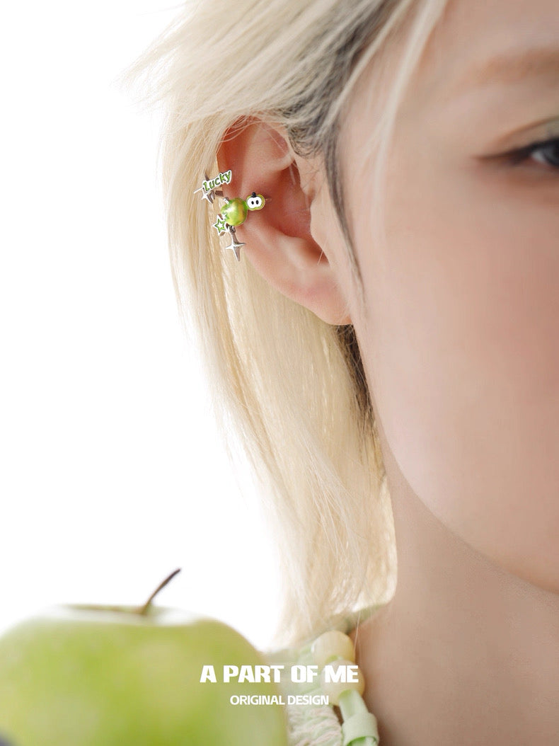 Green Apple Flavor Summer 18K Platinum Plating Lucky Earcuffs