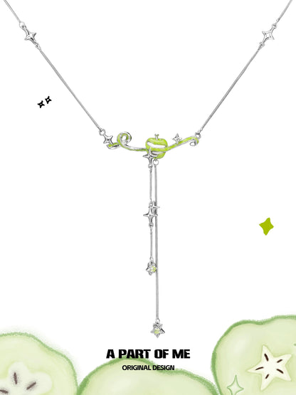 Green Apple Flavor Summer 18K Platinum Plating Necklace