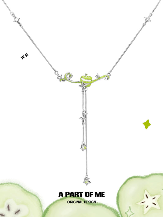 Green Apple Flavor Summer 18K Platinum Plating Necklace