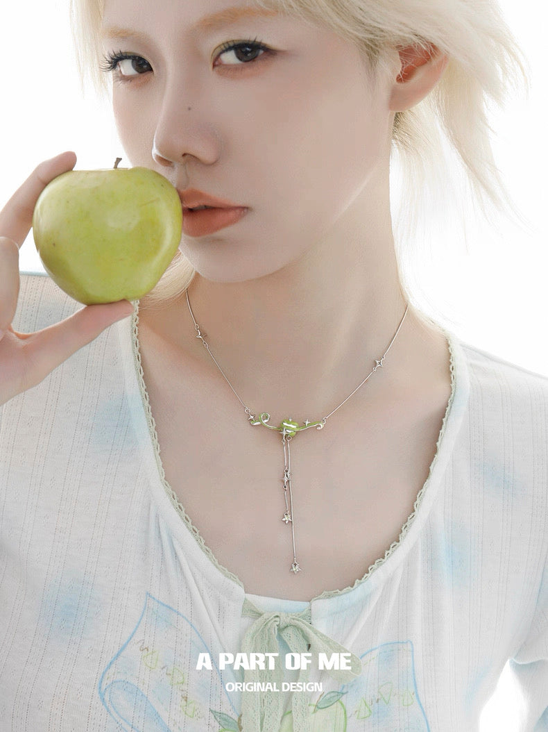 Green Apple Flavor Summer 18K Platinum Plating Necklace