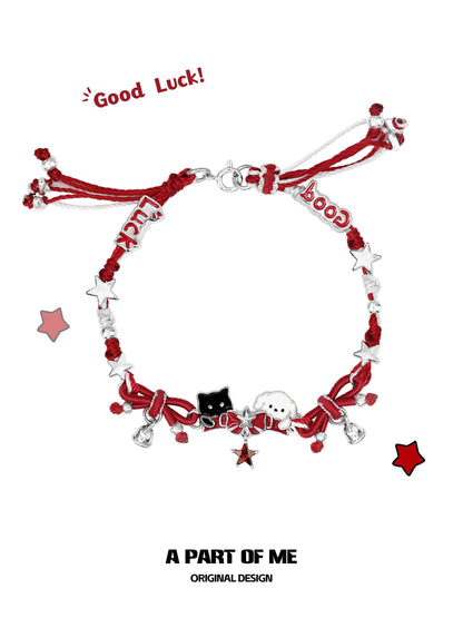 Happy New Year 18K Platinum Plating Black Cat & White Dog Bracelet