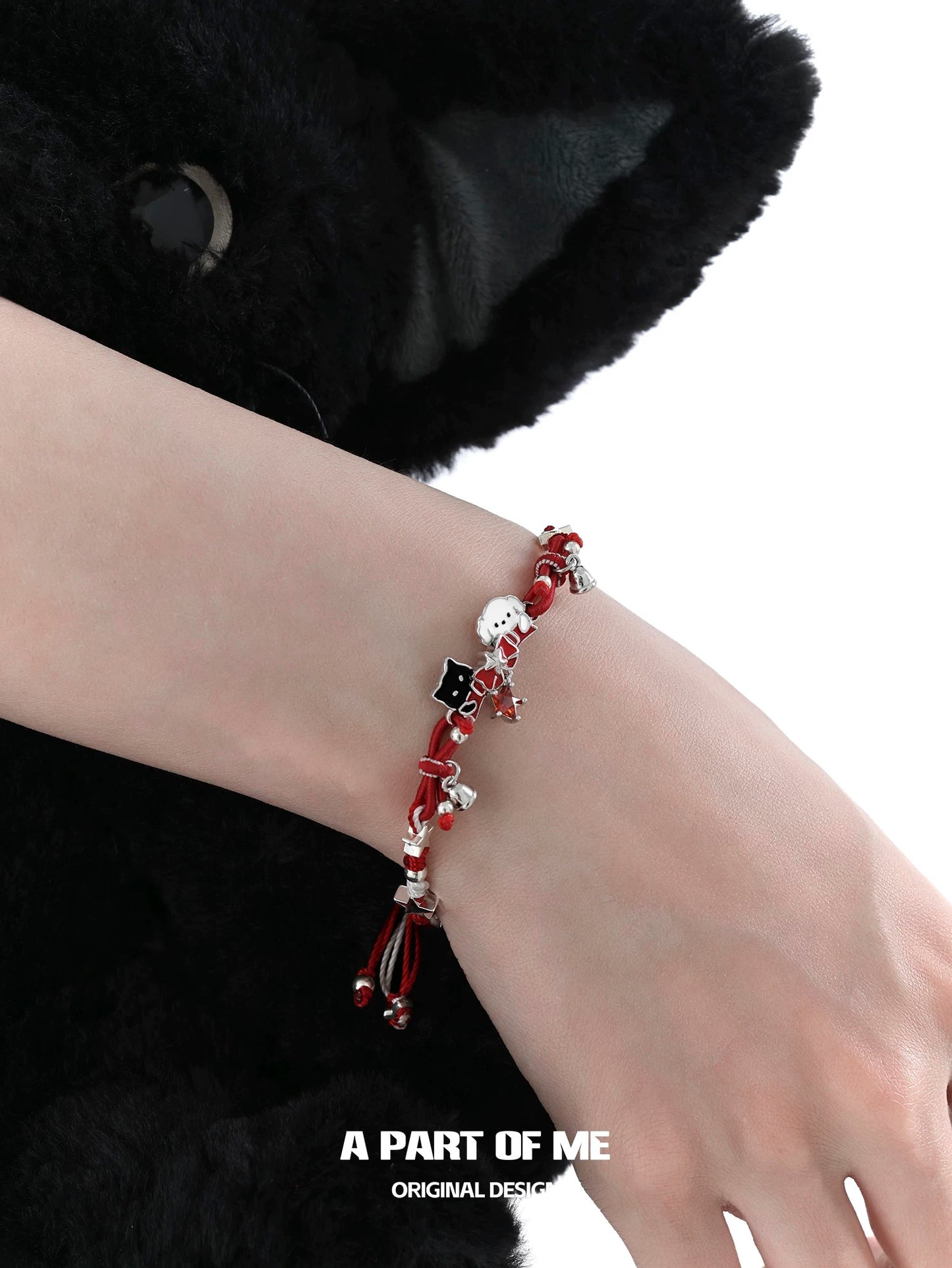 Happy New Year 18K Platinum Plating Black Cat & White Dog Bracelet