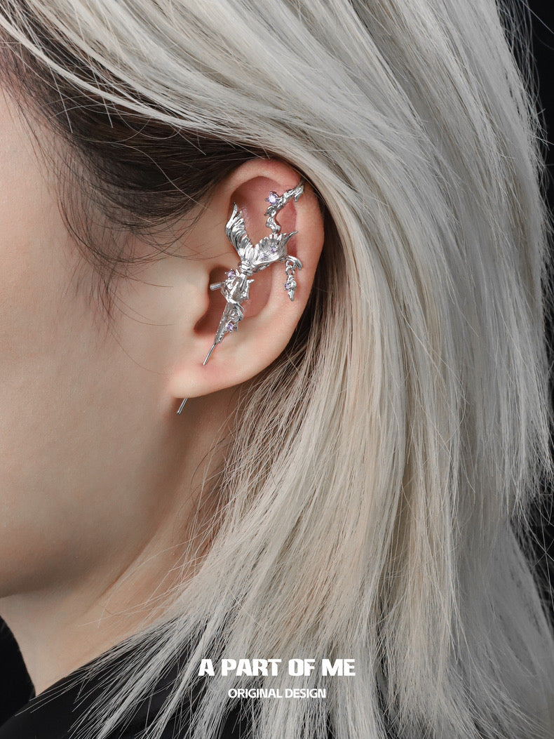 Fishtail Dart (Rafayel's Version) 18K Platinum Plating Needle Earrings