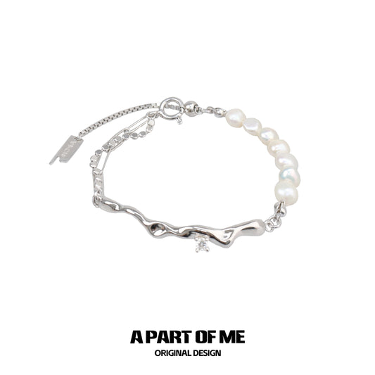Pearl & Diamond S925 Sterling Silver Slider Bracelet
