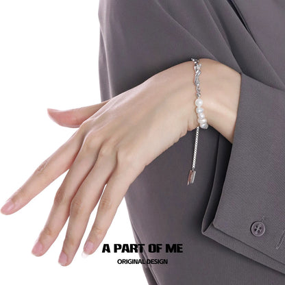 Pearl & Diamond S925 Sterling Silver Slider Bracelet