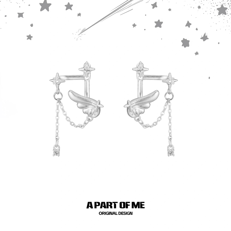 Angel Dream 18K Platinum Plating Angel Wing Detachable Earrings