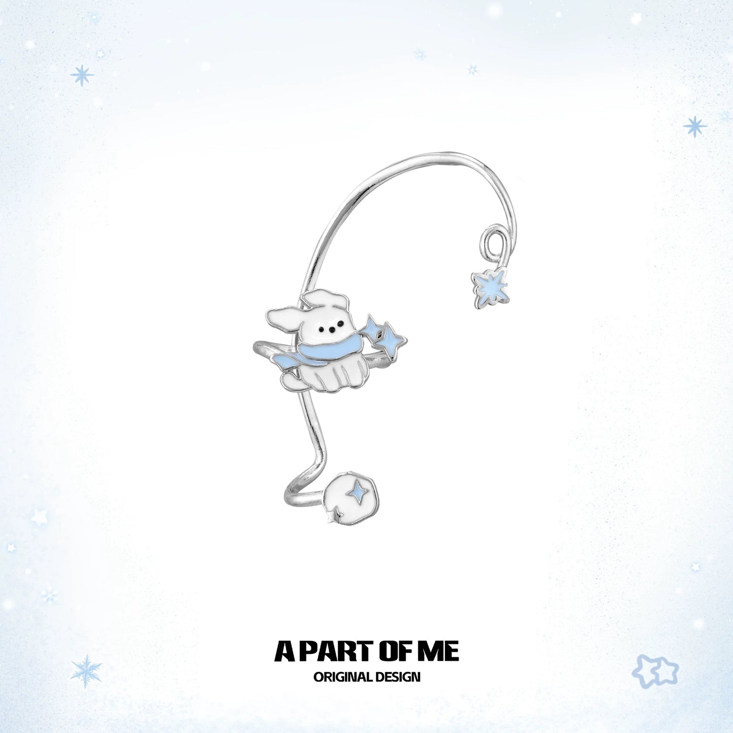 Windy Black Cat & White Dog 18K Platinum Plating Winter Ear Wraps