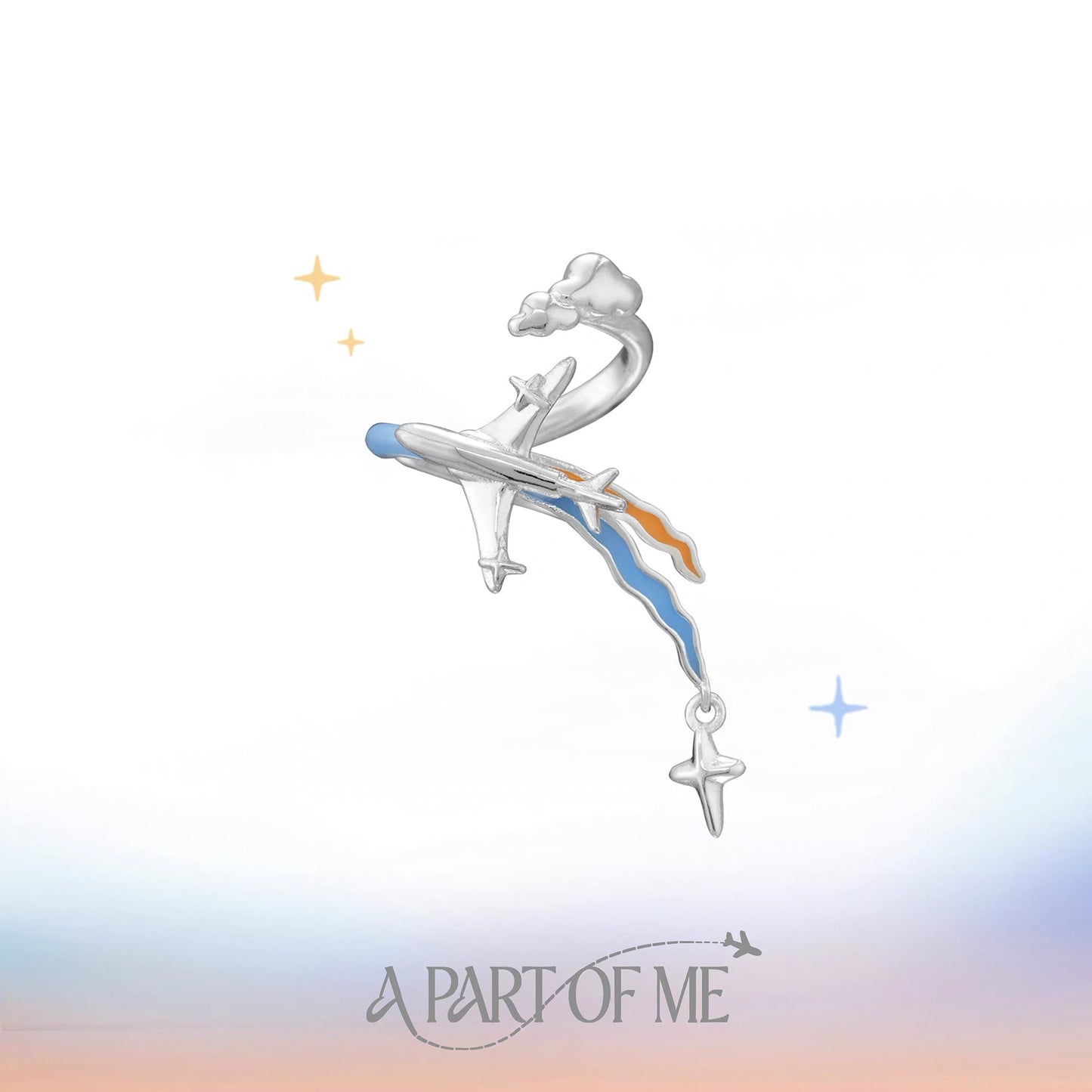 Airplane 18K Platinum Plating Flying to You Asymmetrical Earcuff