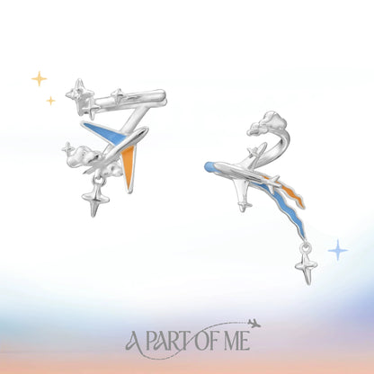Airplane 18K Platinum Plating Flying to You Asymmetrical Earcuff