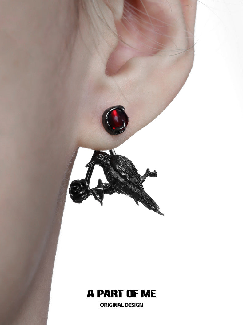 Crow Collection (Sylus's Version) 18K Black Gold Plating Natural Agate Detachable Stud Earrings