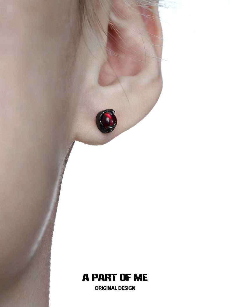Crow Collection (Sylus's Version) 18K Black Gold Plating Natural Agate Detachable Stud Earrings