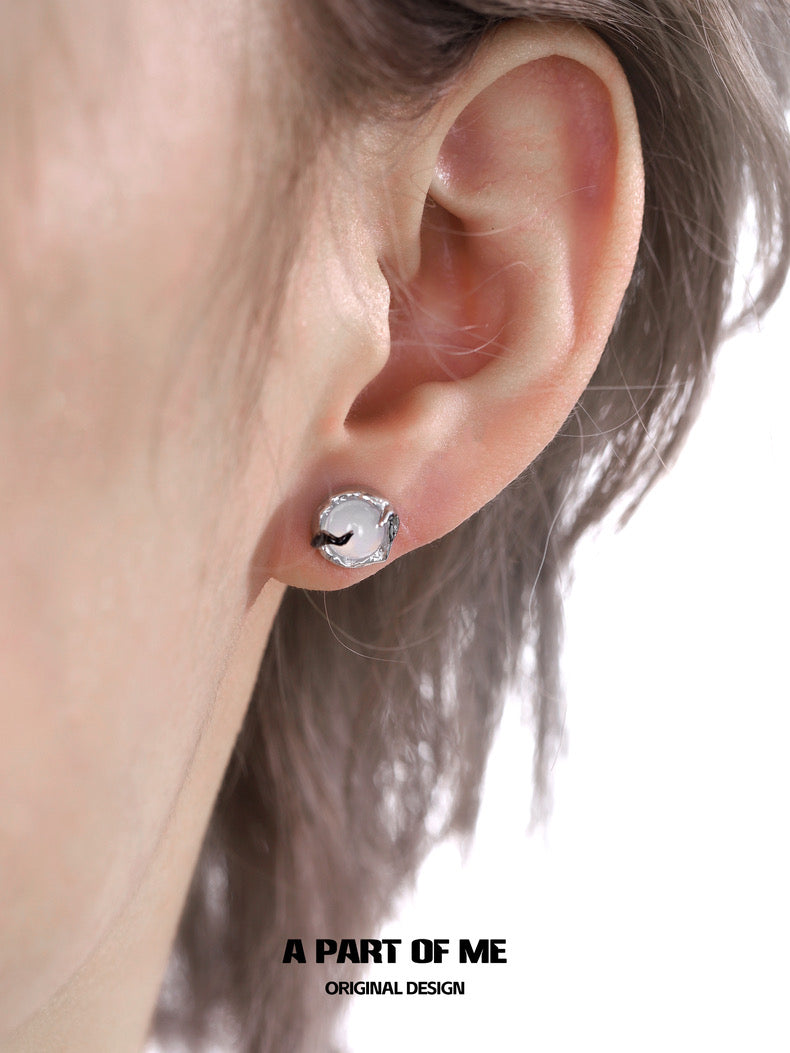Crow Collection (Sylus's Version) 18K Black Gold Plating Natural Agate Detachable Stud Earrings