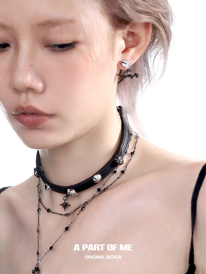 Crow Collection (Sylus's Version) 18K Black Gold Plating Natural Agate Detachable Stud Earrings