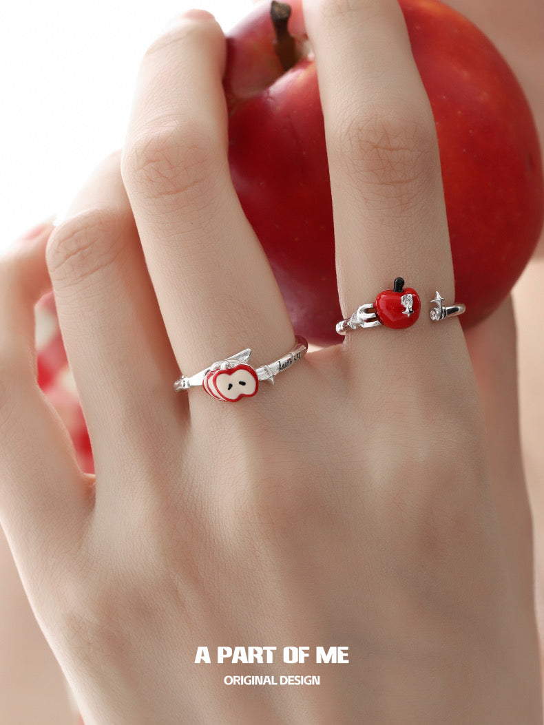 Apple Slice S925 Sterling Silver Adjustable Rings