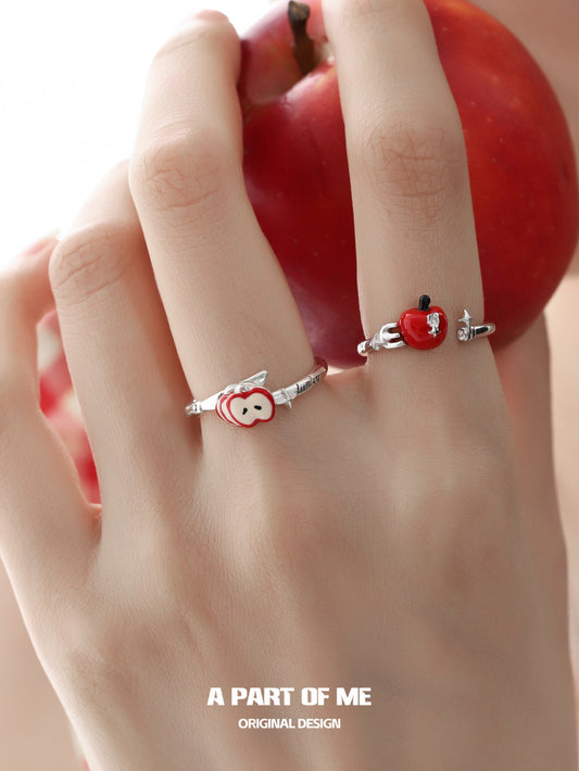 Apple Slice S925 Sterling Silver Adjustable Rings