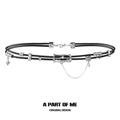 Dark Matter 18K Platinum Plating Leather Tassel Choker