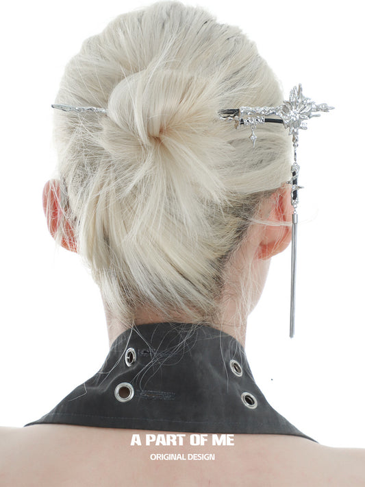 Dark Matter 18K Platinum Plating Leather Detachable Tassel Hairpin