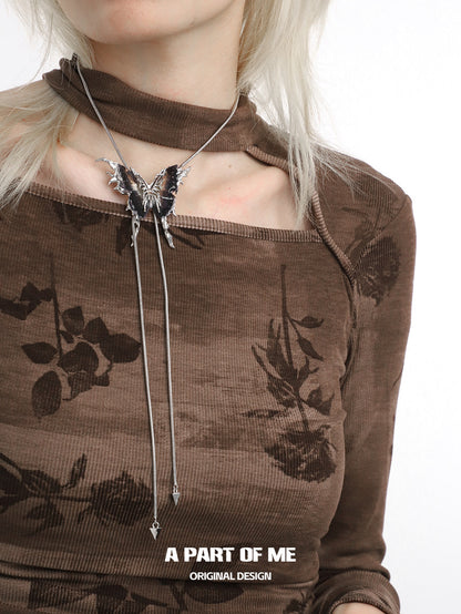 Butterfly Cage 18K Platinum Plating Changeable Butterfly Lariat Necklaces