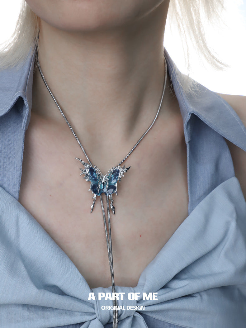 Butterfly Cage 18K Platinum Plating Changeable Butterfly Lariat Necklaces
