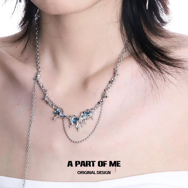 Melting Ice 18K Platinum Plating Double Layers Tassel Necklace
