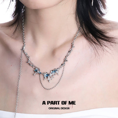 Melting Ice 18K Platinum Plating Double Layers Tassel Necklace