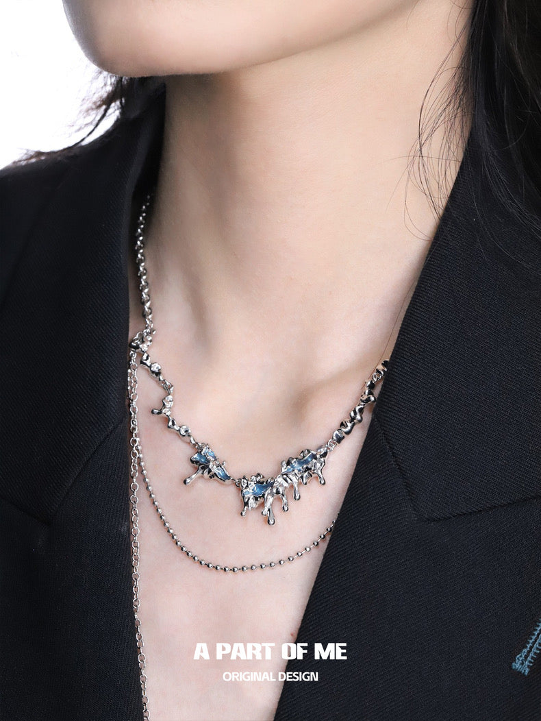 Melting Ice 18K Platinum Plating Double Layers Tassel Necklace