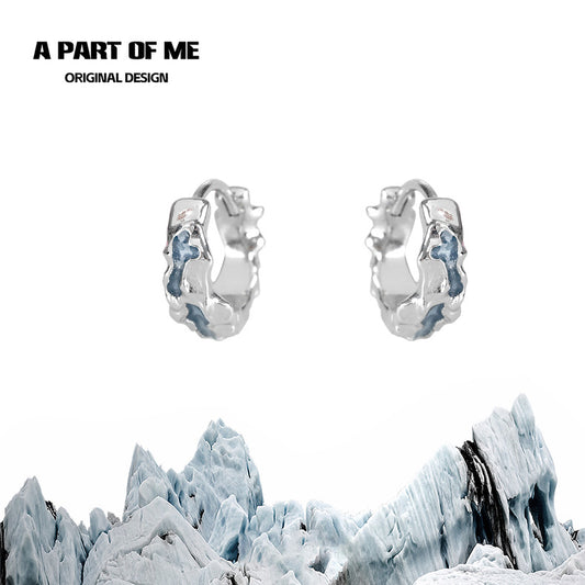 Melting Ice 18K Platinum Plating Huggies Earrings