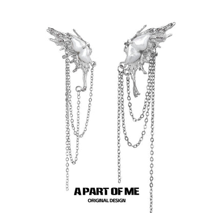 Fritillary 18K Platinum Plating Butterfly Wings Tassel Ear Cuffs