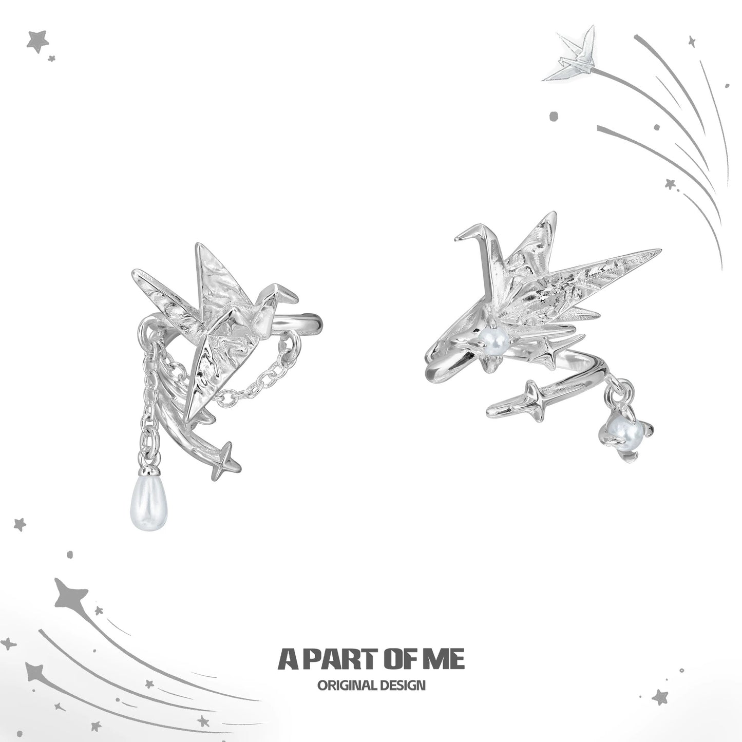 Corigami Era 18K Platinum Plating Paper Crane Earcuffs