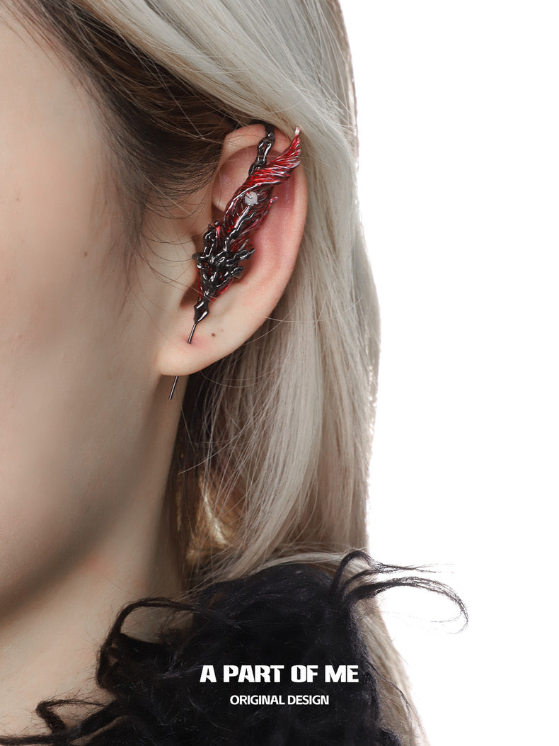 Palpitate 18K Platinum Plating White Agate Feather Needle Earring