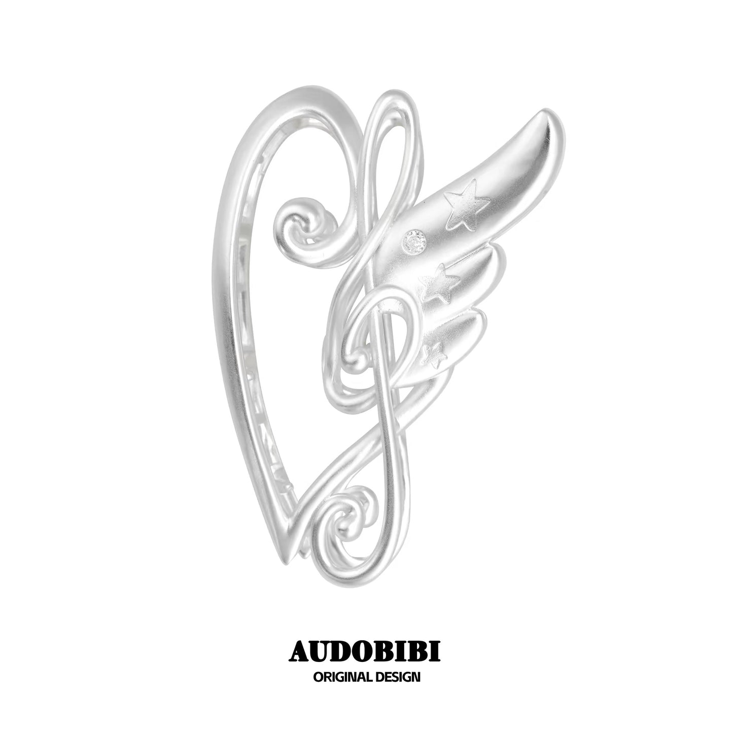 Angel Notes Platinum Plating Treble Clef Heart Shaped Hair Clip
