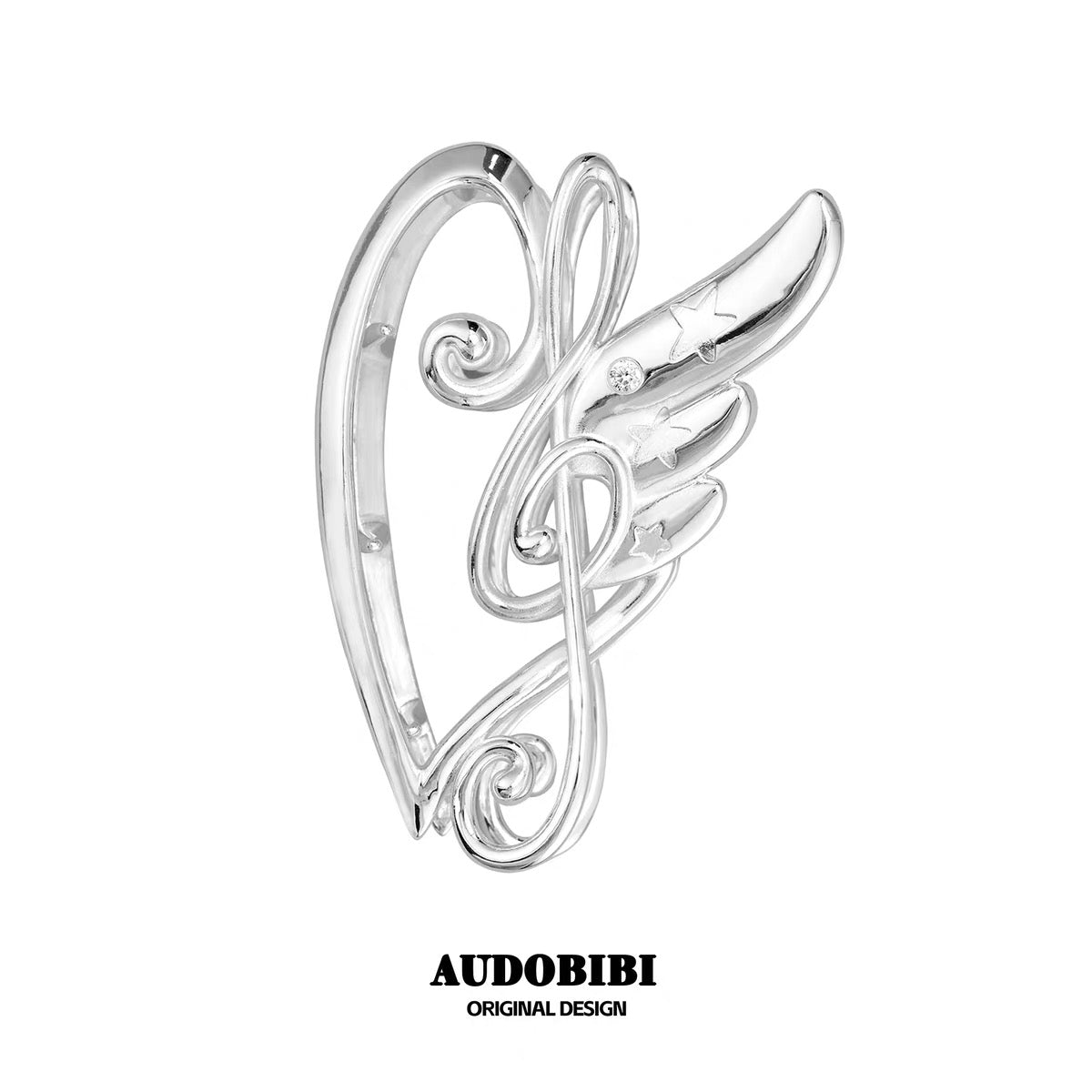Angel Notes Platinum Plating Treble Clef Heart Shaped Hair Clip