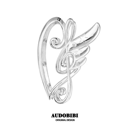 Angel Notes Platinum Plating Treble Clef Heart Shaped Hair Clip
