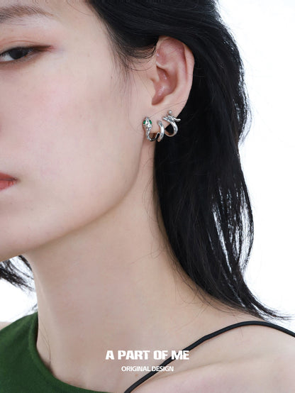 Slytherin Collection 18K Platinum Plating Twisted Snake Earrings