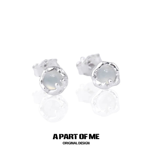 Mini White Agate S925 Sterling Silver Stud Earrings