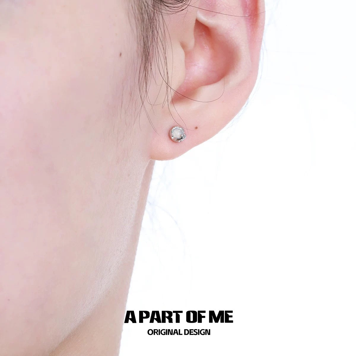Mini White Agate S925 Sterling Silver Stud Earrings