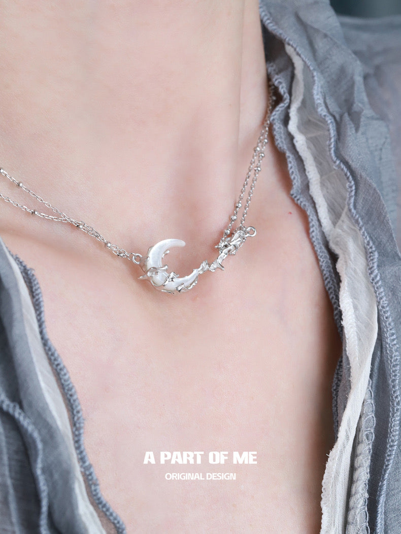 Moonlight S925 Sterling Silver Nature Shell Moon Necklace