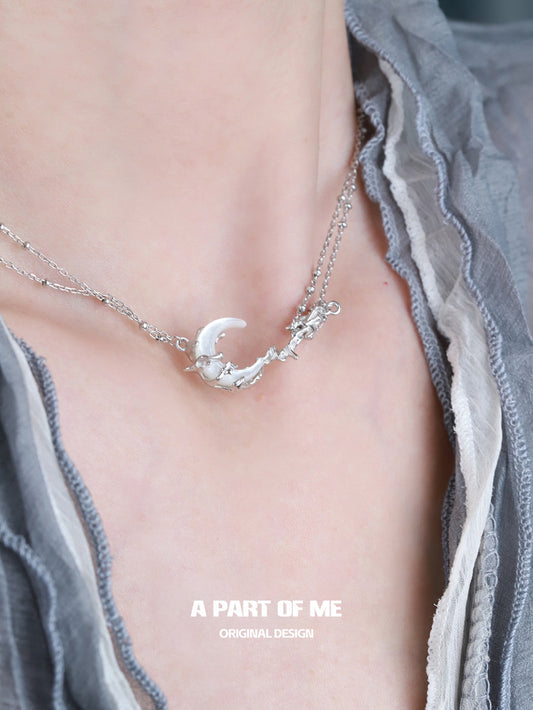 Moonlight S925 Sterling Silver Nature Shell Moon Necklace