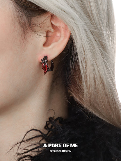 Palpitate 18K Platinum Plating Bloody Wings Curve Stud Earrings