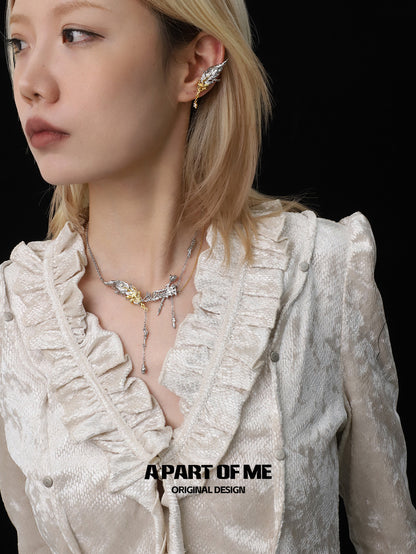 Palpitate 18K Platinum Plating Feather Ear Cuffs