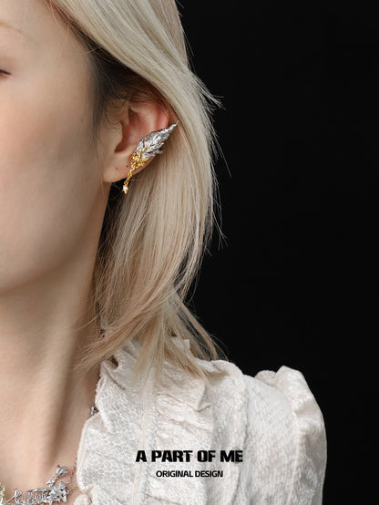 Palpitate 18K Platinum Plating Feather Ear Cuffs