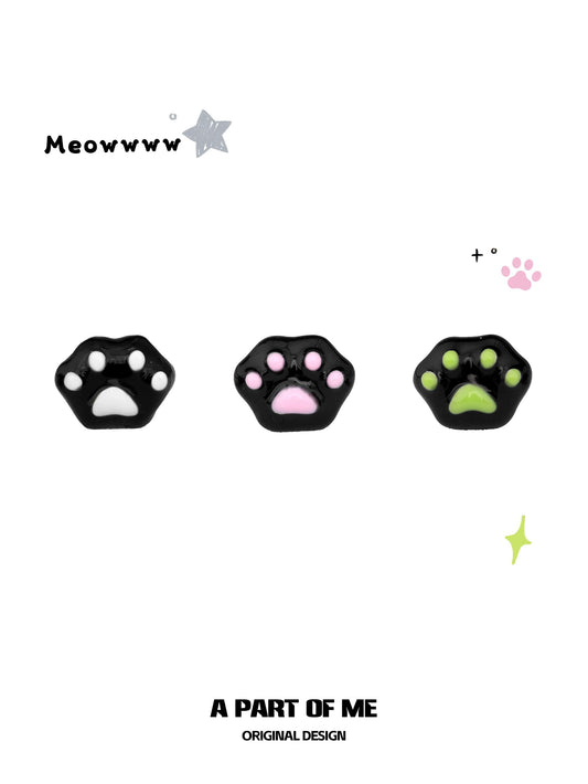 Kitten Paws Resin Coating Black Cat Stud Earrings