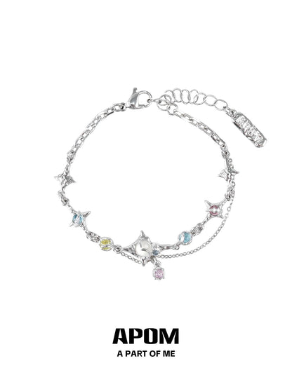 Colorful Galaxy 18K Platinum Plating Rainbow Stars Bracelet