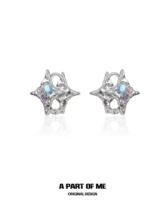Colorful Galaxy 18K Platinum Plating Huggie Earrings