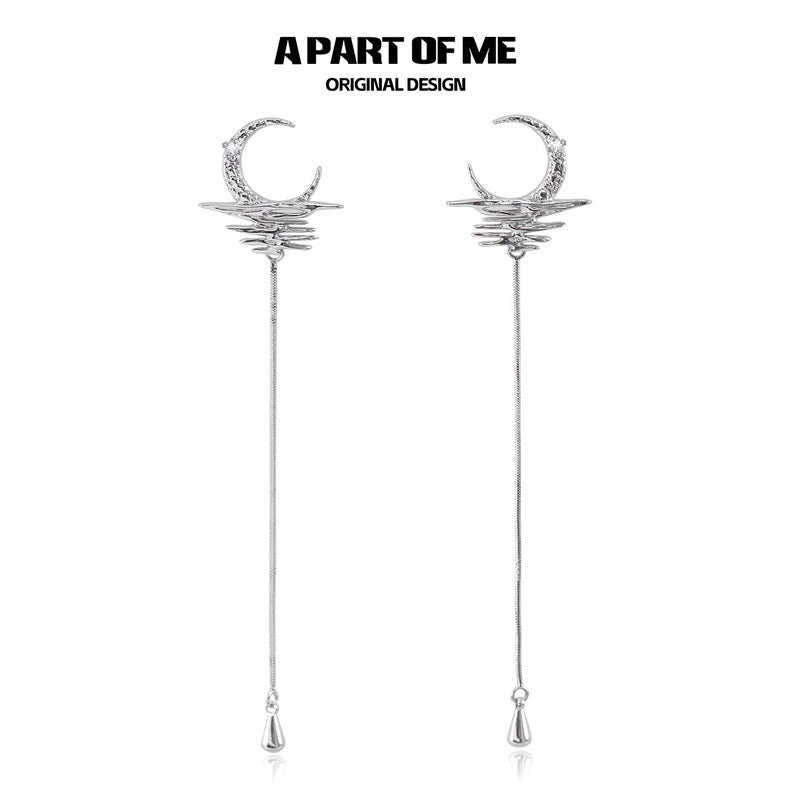 The Moon on Water 18K Platinum Plating Tassel Earrings