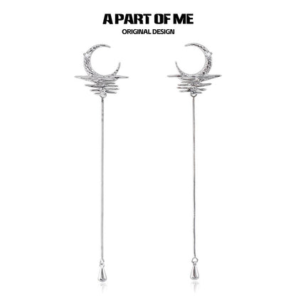 The Moon on Water 18K Platinum Plating Tassel Earrings